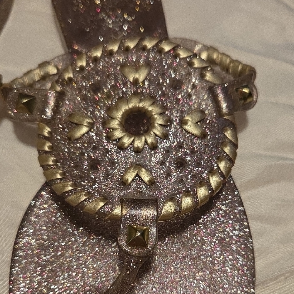 Jack Rogers Brown Gold Sandals with Elegant Medallion - Picture 4 of 7